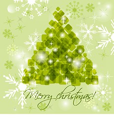 Image showing Christmas background with Christmas tree, vector illustration.