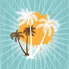 Image showing Summer background with grunge beach palms
