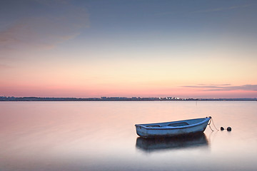 Image showing Sunset on the Tejo river.