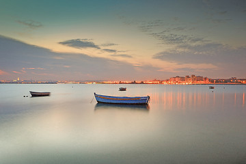 Image showing Sunset on the Tejo river.