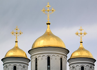 Image showing Orthodox church with golden domes