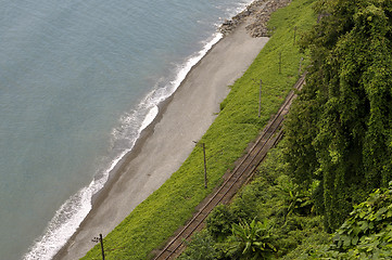 Image showing railroad on the beach