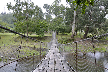 Image showing rope bridge over the river