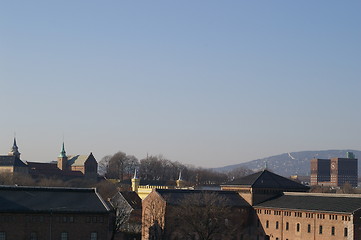 Image showing Akershus fortress and the city hall in Oslo