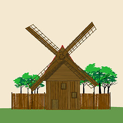 Image showing Windmill and garden