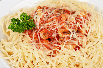 Image showing Pasta with seafood
