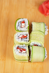 Image showing cucumber sushi rolls