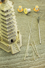 Image showing acupuncture needles and moxibustion cones