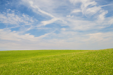 Image showing green with blue sky and clouds