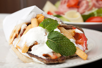 Image showing Mediterranean Gyro Pita Wrap