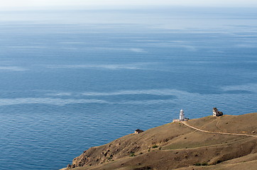 Image showing View to sea and lighthouse building