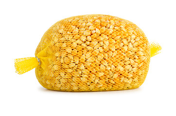 Image showing Raw corn grains package for popcorn making
