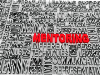 Image showing Mentoring and teamwork concept in word tag cloud