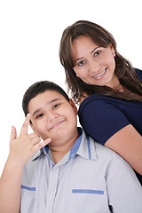 Image showing Happy hispanic mother and son portrait 