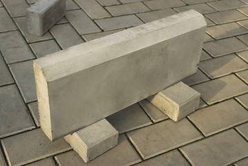 Image showing One large curb stone is made of concrete