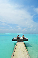 Image showing happy young couple have fun on beach