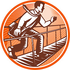 Image showing Businessman Satchel Bag Running Bridge