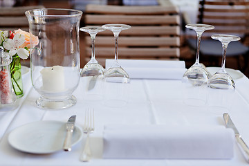 Image showing table in restaurant tableware glass banquet summer