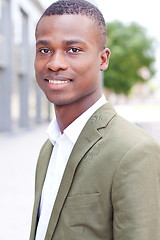 Image showing young successful african business man outdoor in summer