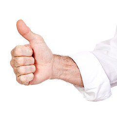 Image showing businessman shows thumb up isolated 