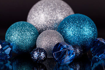 Image showing festive glitter christmas decoration silver blue