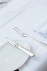 Image showing table in restaurant tableware glass banquet summer