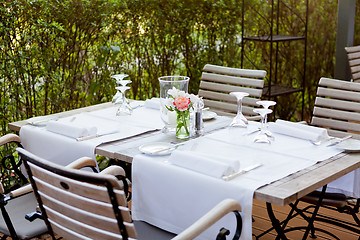 Image showing table in restaurant tableware glass banquet summer