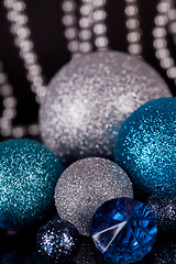 Image showing festive glitter christmas decoration silver blue