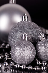 Image showing christmas decoration in silver on black