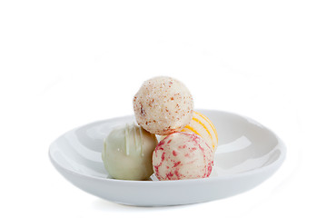 Image showing deliscious white chocolate truffle pralines isolated