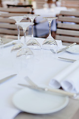 Image showing table in restaurant tableware glass banquet summer