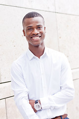 Image showing young successfil african businessman with mobilephone 