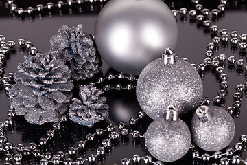 Image showing christmas decoration in silver on black