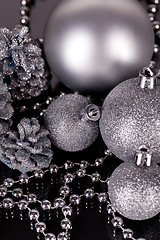 Image showing christmas decoration in silver on black