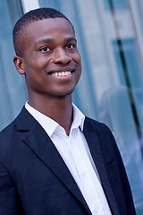 Image showing young successful african business man outdoor in summer