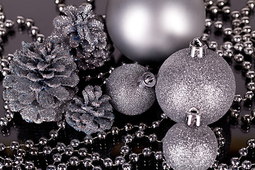 Image showing christmas decoration in silver on black