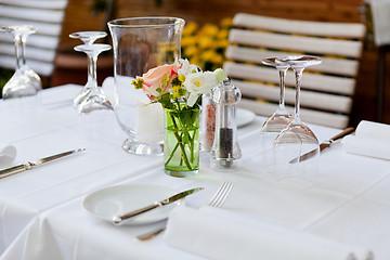 Image showing table in restaurant tableware glass banquet summer