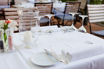 Image showing table in restaurant tableware glass banquet summer