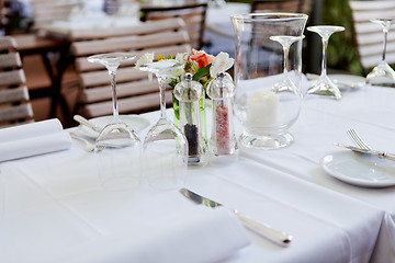 Image showing table in restaurant tableware glass banquet summer