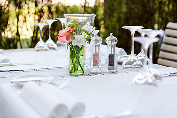 Image showing table in restaurant tableware glass banquet summer