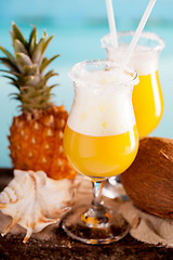 Image showing cocktail of pineapple, rum, liqueur
