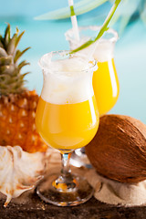 Image showing cocktail of pineapple, rum, liqueur