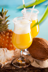 Image showing cocktail of pineapple, rum, liqueur