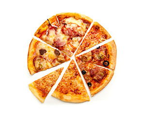 Image showing Pizza with the up cut off piece