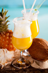 Image showing cocktail of pineapple, rum, liqueur