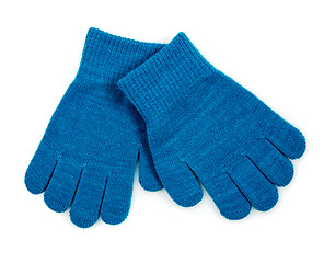 Image showing Blue Knit Gloves isolated