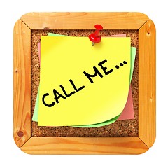 Image showing Call Me. Yellow Sticker on Bulletin.