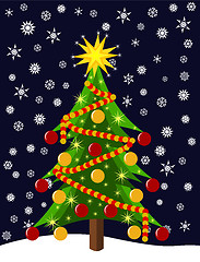 Image showing Colorful Christmas tree at night