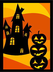 Image showing Halloween pumpkins and house