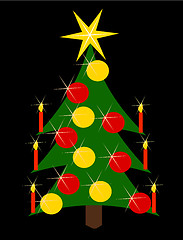 Image showing Christmas tree golden and red